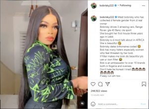 Screenshot of Bobrisky's post