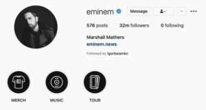 Eminem: Instagram account